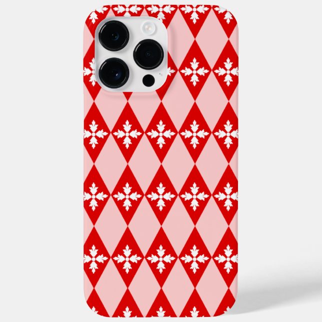Red & White Floral Diamonds Case-Mate iPhone Case (Back)