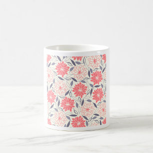 Red White Floral Flowers Coffee Mug