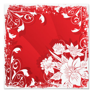 Red & White Floral Frame Photo Print