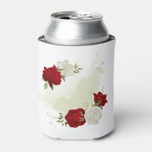 Red white floral greenery can cooler