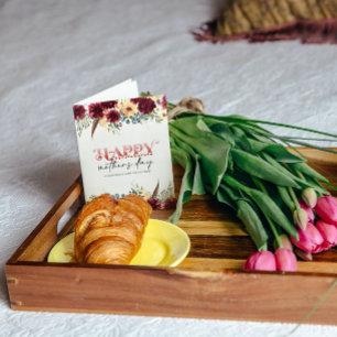 Red White Floral Happy Mothers Day Greeting Card