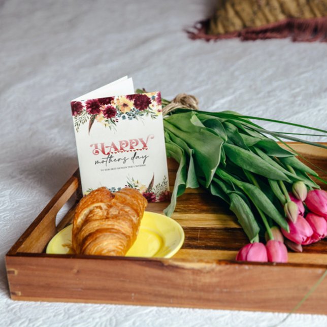 Red White Floral Happy Mothers Day Greeting Card (Creator Uploaded)