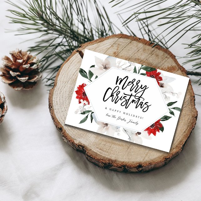 Red & White Floral   Merry Christmas Card (Creator Uploaded)