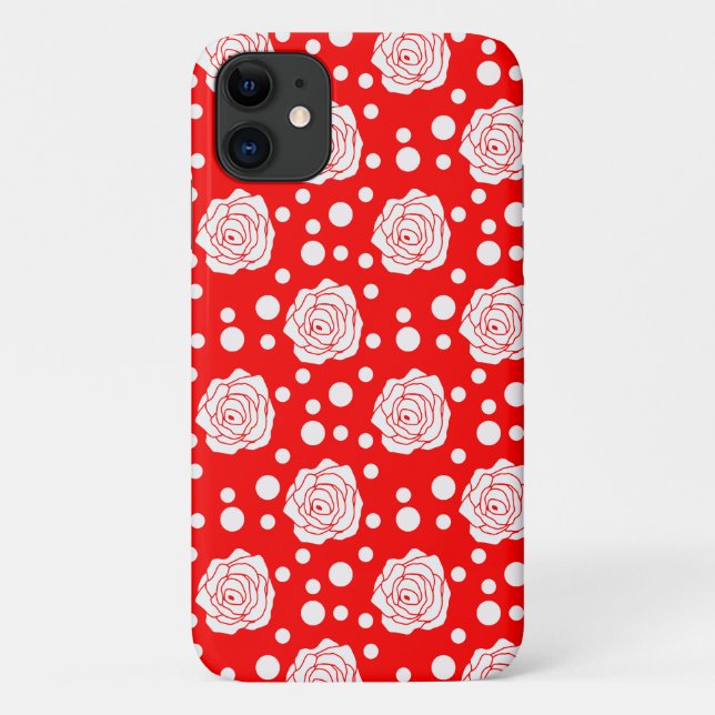 Red White Floral Polka Dots Pattern  Case-Mate iPhone Case (Back)