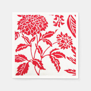 Red & White Floral Print Napkins