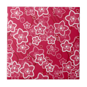 red white floral rustic fashion pattern retro ceramic tile
