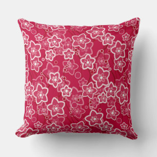 red white floral rustic fashion pattern retro cushion
