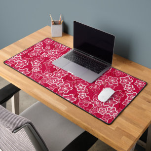 red white floral rustic fashion pattern retro desk mat