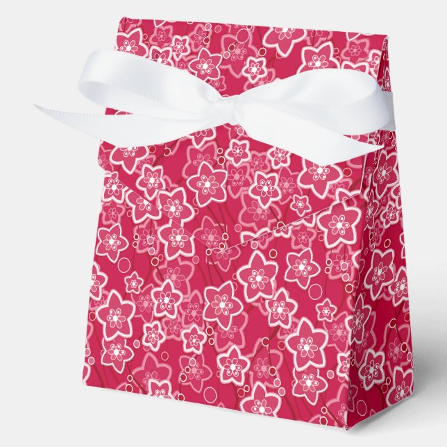 red white floral rustic fashion pattern retro favour box (Front)