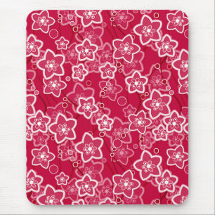 red white floral rustic fashion pattern retro mouse pad