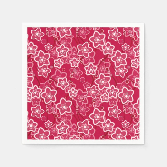 red white floral rustic fashion pattern retro napkin (Front)