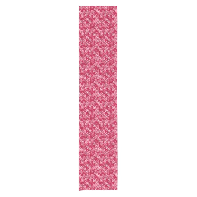 red white floral rustic fashion pattern retro short table runner (Front)