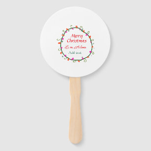 red white floral watercolor wreath merry Christmas Hand Fan