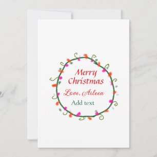 red white floral watercolor wreath merry Christmas Invitation