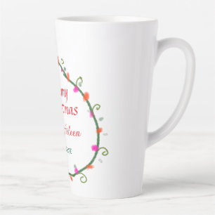 red white floral watercolor wreath merry Christmas Latte Mug