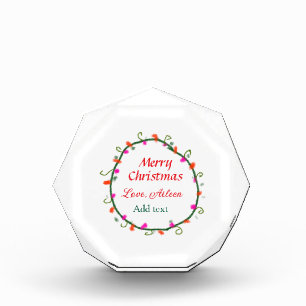 red white floral watercolor wreath merry Christmas Photo Block