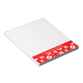 Red/White Flower Border Personalised Notepad