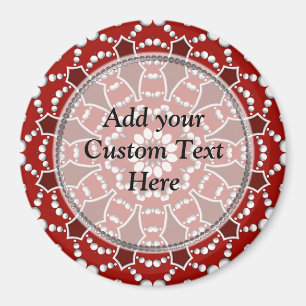 Red&White Flower Burst w/ Custom Text Magnet