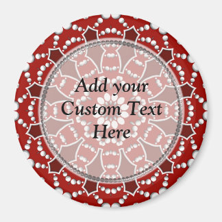 Red&White Flower Burst w/ Custom Text Magnet