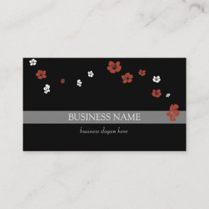 Red White Flowers Elegant Business Card
