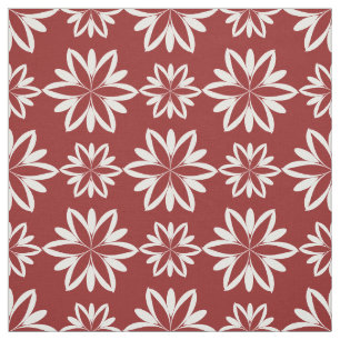 Red white Flowers floral pattern fabric