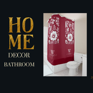 red & white  french Elegant Chinoiserie Shower Curtain