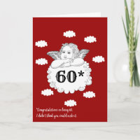 Red White Funny Cheeky Cherub Angel 60th Birthday