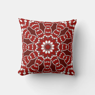Red White Geometric Flower Dots Cushion