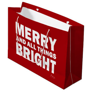 Red & White Gift Bag Merry & All Things Bright