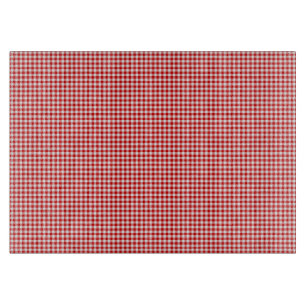 Red-White Gingham-11 x 8 GLASS CUTTING BOARD