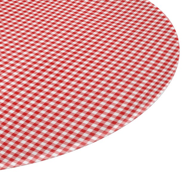 Red-White Gingham-12in ROUND CUTTING BOARD (Corner)