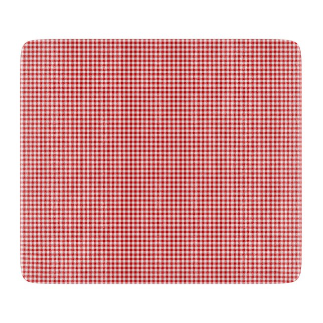 Red-White Gingham-6 x 7 GLASS CUTTING BOARD (Front)