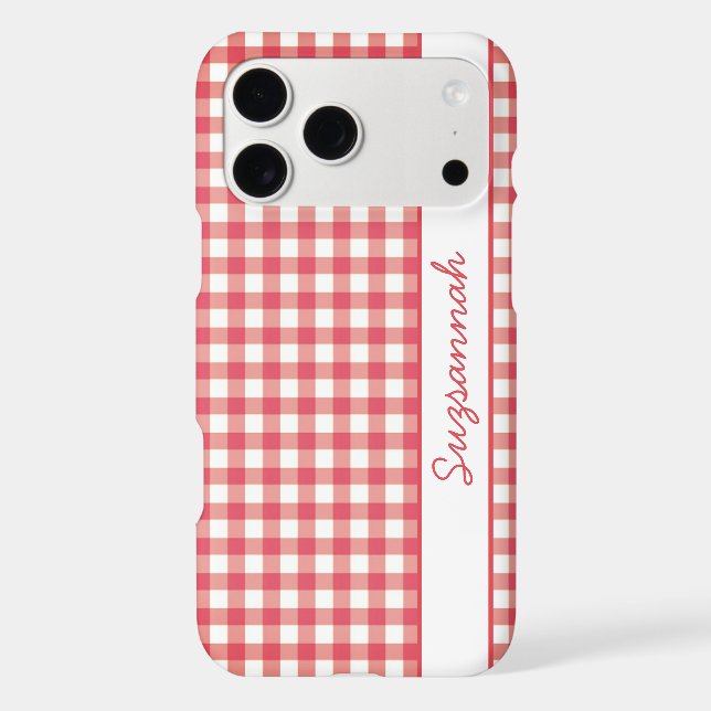 Red White Gingham Check Personalised (Back)