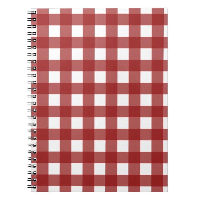 Red White Gingham Check Plaid Notebook (Front)
