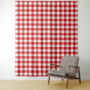 Red & White Gingham Check Tapestry