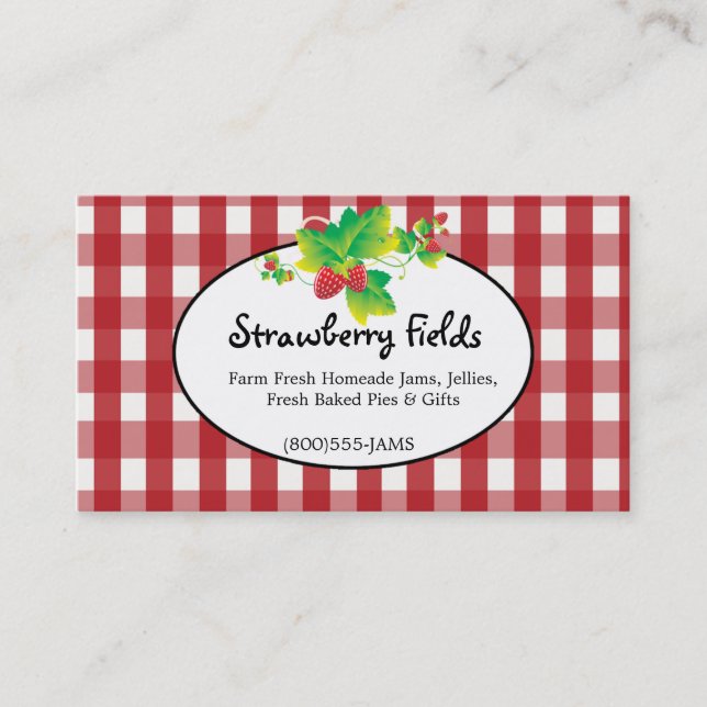 Red & White Gingham Country Business Card - 2 Side (Front)