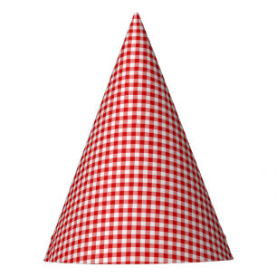 Red-White Gingham-PAPER PARTY HATS