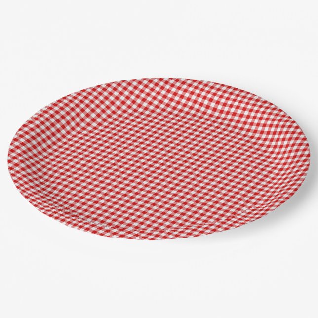 Red-White Gingham-PAPER PARTY PLATES (Angled)