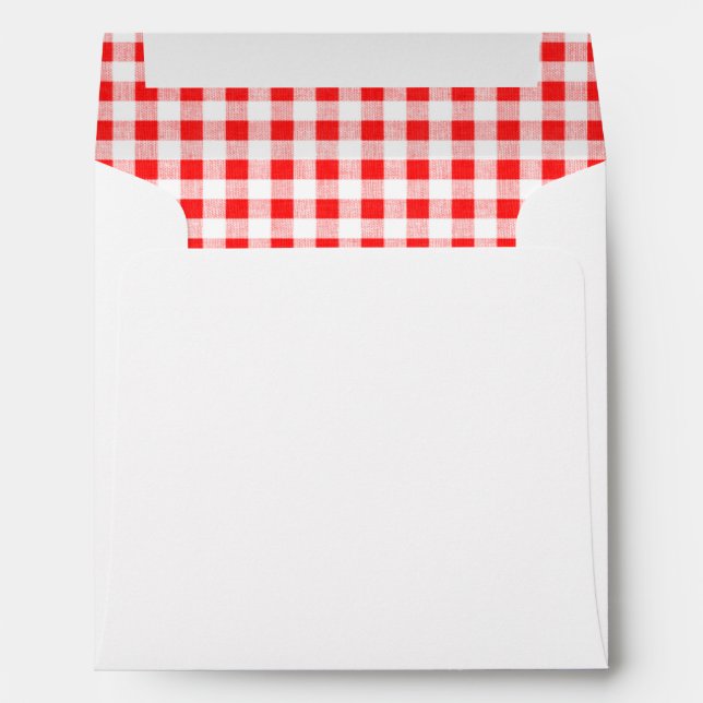 Red White Gingham Pattern Envelope (Back (Bottom))
