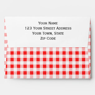 Red White Gingham Pattern Envelope