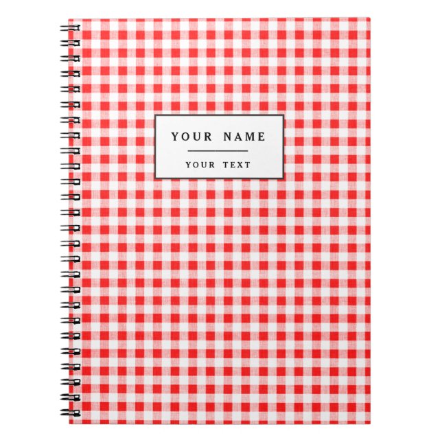 Red White Gingham Pattern Notebook (Front)