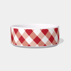 Red & white gingham pattern pet bowl