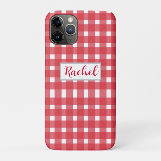 Red White Gingham Personalised Case-Mate iPhone Case (Back)