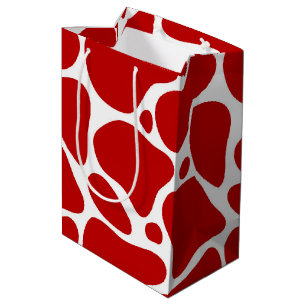 Red & White Giraffe Pattern Medium Gift Bag