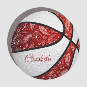 red white girls boho feathers paislies basketball car magnet