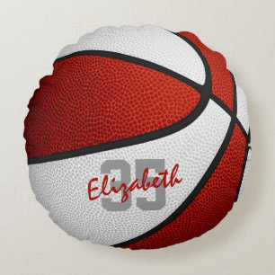 red white girls boys sports basketball round cushion