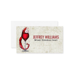 Red White Glass with Splash Pour Business Card
