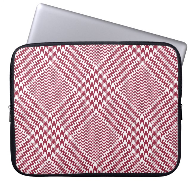 Red White Glen Plaid: Tweed Tartan Laptop Sleeve (Front)