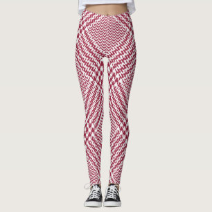 Red White Glen Plaid: Tweed Tartan Leggings
