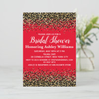 Red White Gold Lovely Girly Leopard Bridal Shower